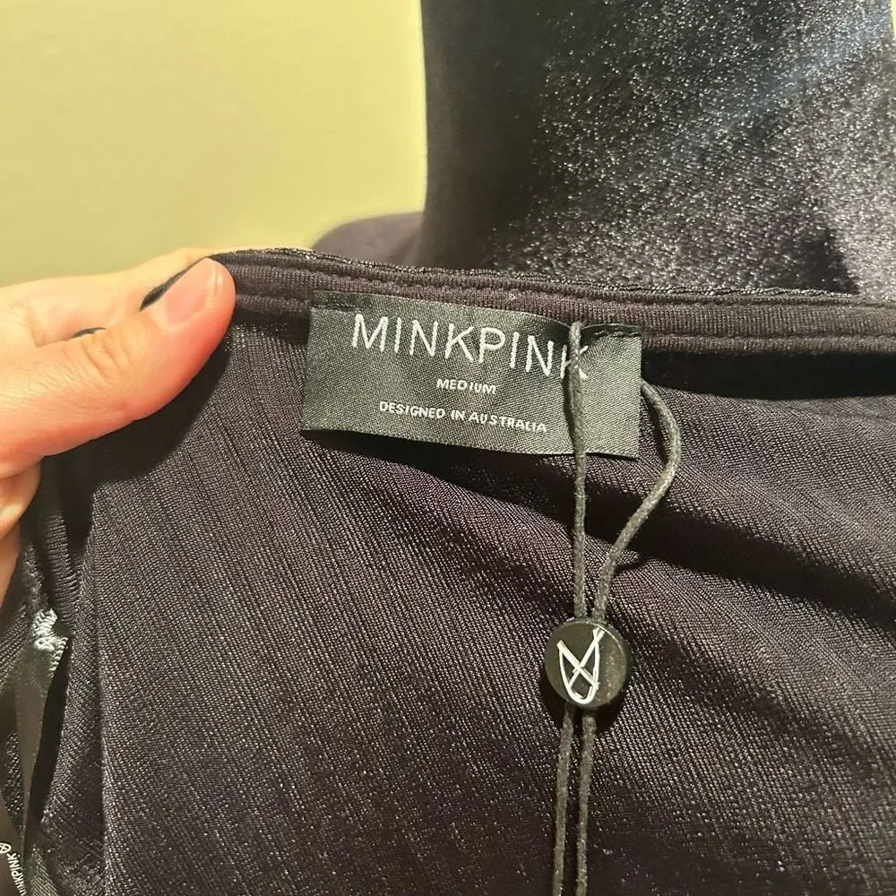 NWT Medium MINKPINK Leila Body Suit In Black Womens